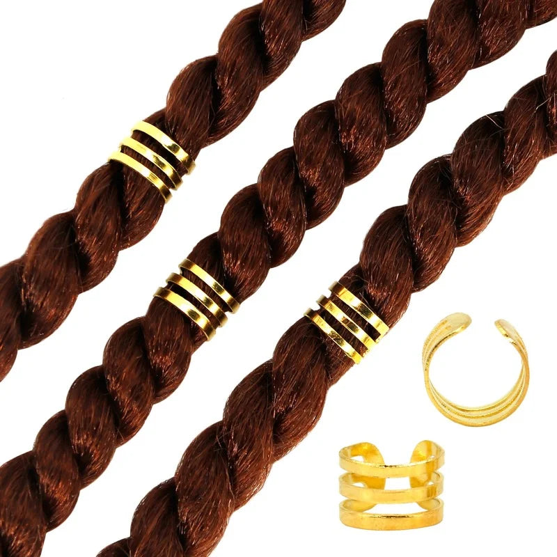 50Pcs Women Girls Dreadlocks Beads Hair Braid Rings Clips DIY Braiding Metal Cuffs Jewelry Pendants Hair Decoration Accessories Quake