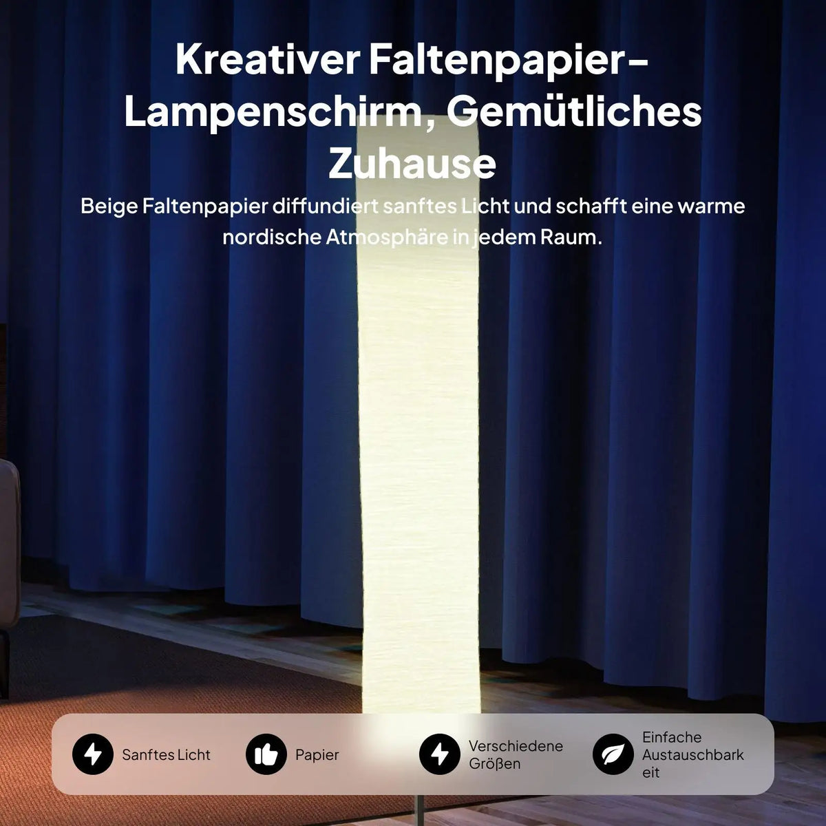 Modern LED Paper Floor Lamp Shade Replacement Minimalist Lampshade for Bedroom Lighting Quake