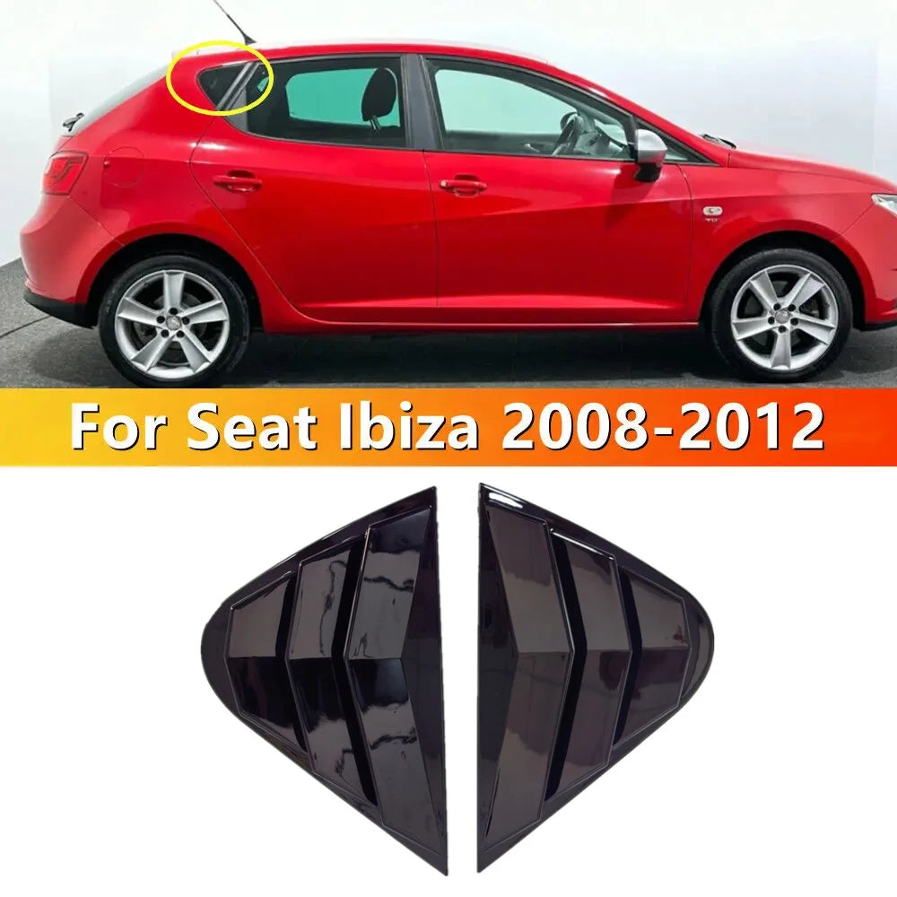 For Seat Ibiza 2008 2009 2010 2011 2012 Car Rear Louver Window Side Shutter Cover Trim Sticker Vent Scoop ABS Carbon Fiber ABS Quake