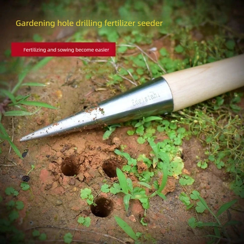 Wood Handle Garden Dibber Manual Seedling Planting Hole Punch Tool for Transplanting, Vegetable Flower And Garlic Planting Quake