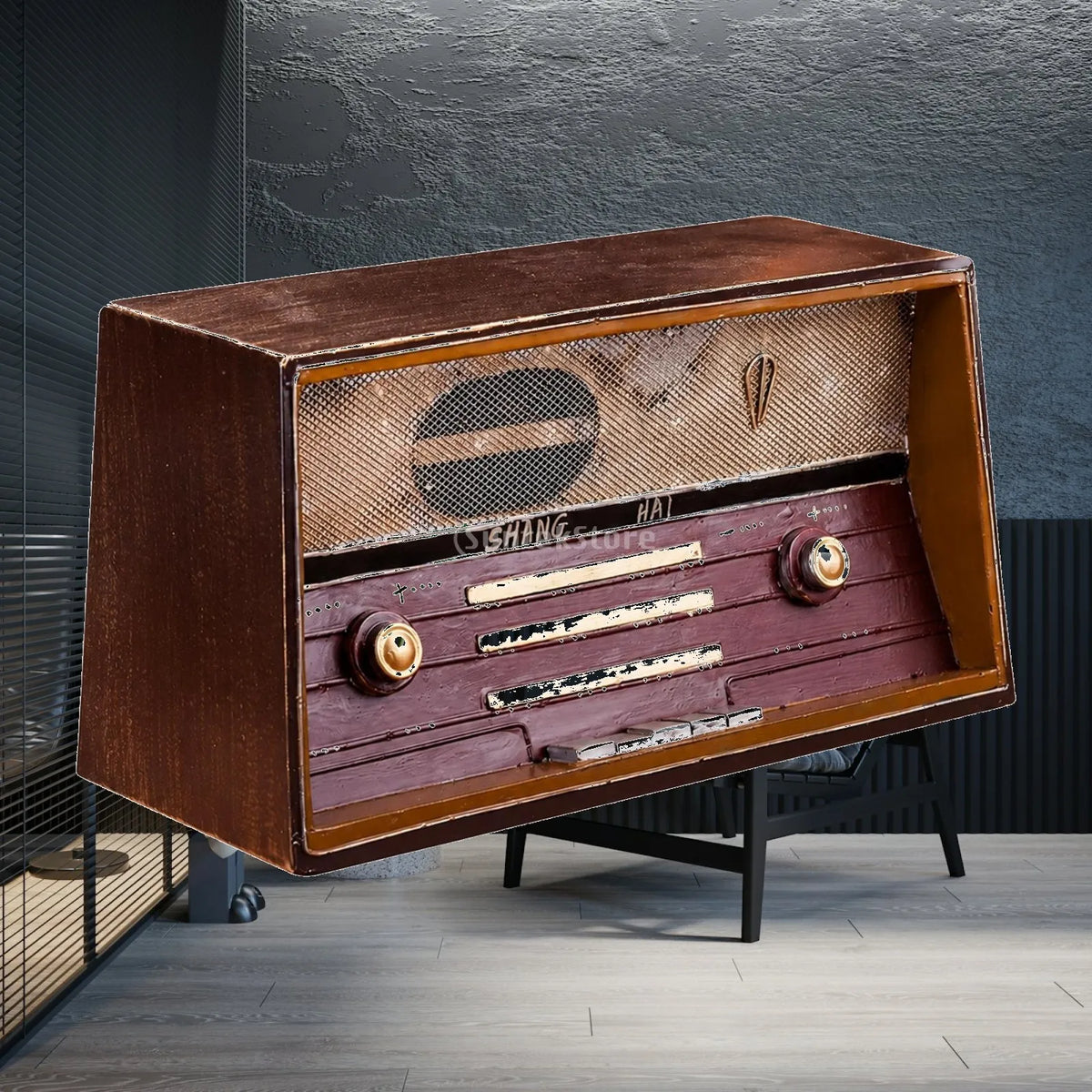 Decor Nostalgic Iron Decorative Radio with Speaker Grille for Rods Quake 2HoleRadio