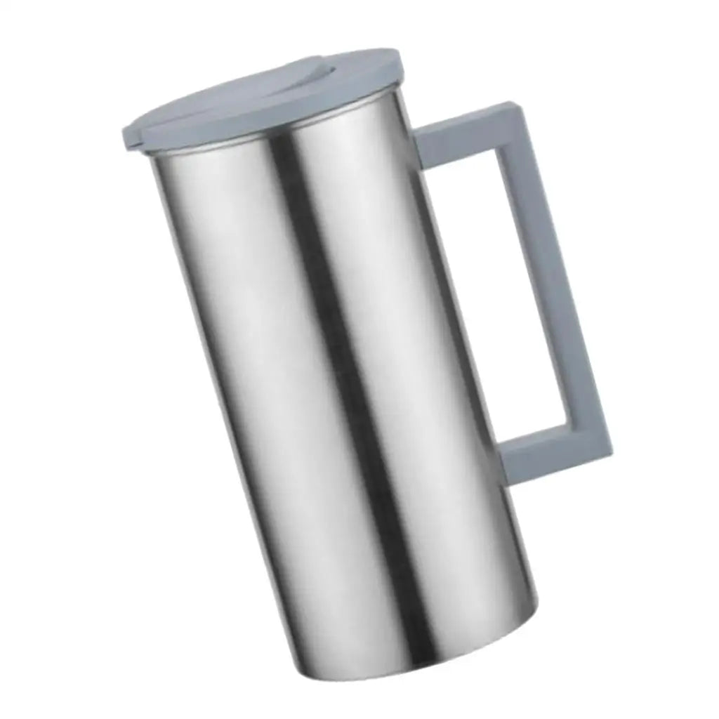 Stainless Steel Drinks Pitcher 1.8L Pink Iced Tea Jug Durable Easy Pour Handle for Restaurant Cafe Home Serving Quake Grey