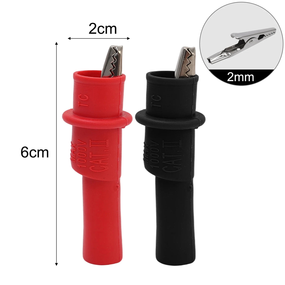 20/2PCS Universal Crocodile Test Clip Red Black Multimeters Test Meter Clip Cable Lead Connector Repair Tester Tool Accessories Quake 2mm 1Pair (2PCS)