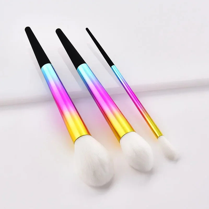 3Pcs/Lot Makeup Brushes Plastic Colorful Handle Blush Eyeshadow Foundation Makeup Brush Cosmetic Tools Kit Quake