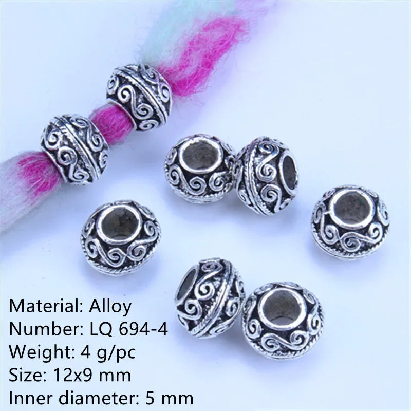 5-Piece Metal Dreadlock Hair Jewelry Braid Bead Accessories