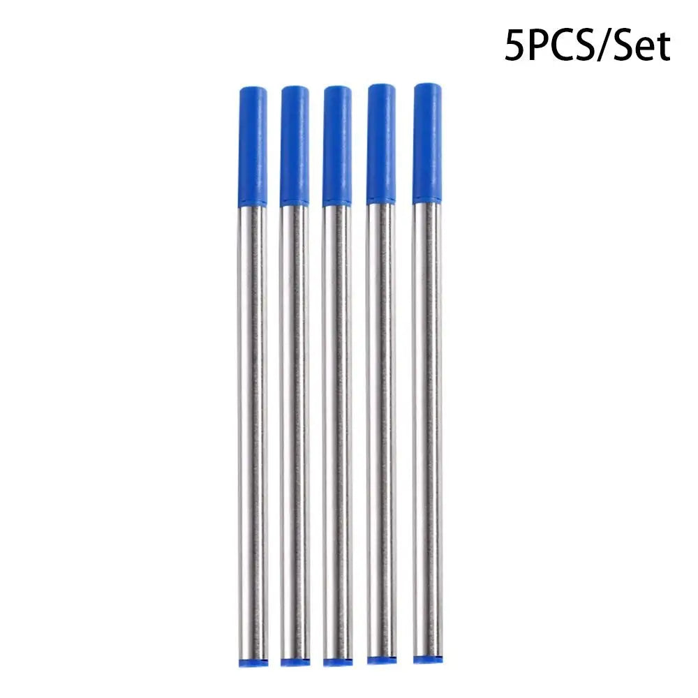 Luxury Metal Ballpoint Pen With Refills Business Fountain Pen Students Gift Writing Tools Blue/Black Ink Gel Pen For School Quake 5PCS Blue Ink