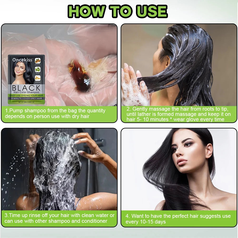1 Box of 10 Hair Dye Instant Hair Dye Shampoo,Quick and Easy Hair Dye,Coloring Semi- Permanent Instant Hair Dye for Men&Women Quake