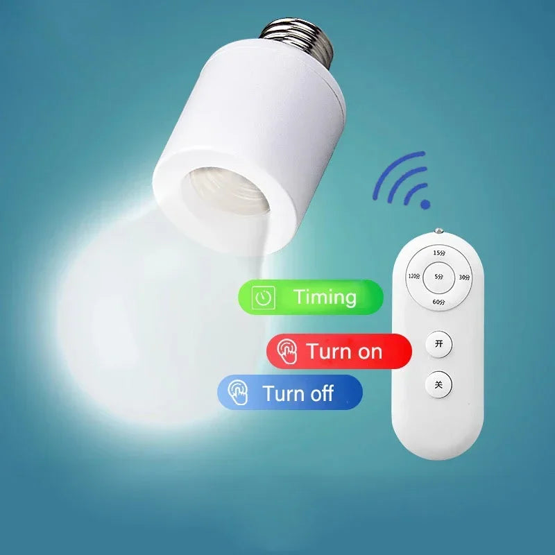 E27 60W Wireless Remote Control Smart Timer Switch Lamp Holder 110V 220V House Multi Light Switch Baby Room Bedroom Timer Switch Quake
