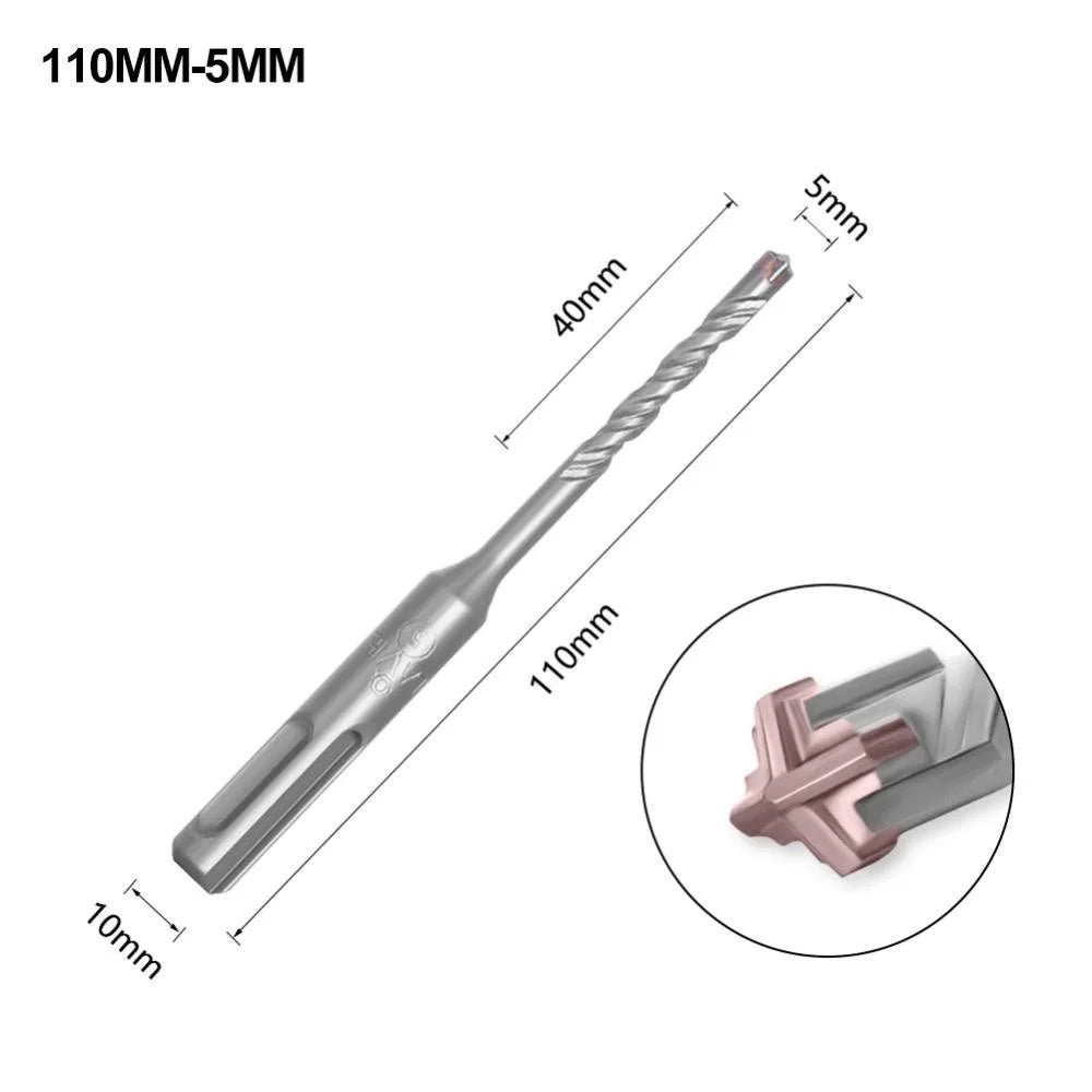 1Pcs 5/6/7/8/10/12mm Concrete SDS Plus Drill Bit 110mm 160mm 4 Cutters Electric Hammer Drill Bit Round Shank Cross Tips Quake 5x110mm