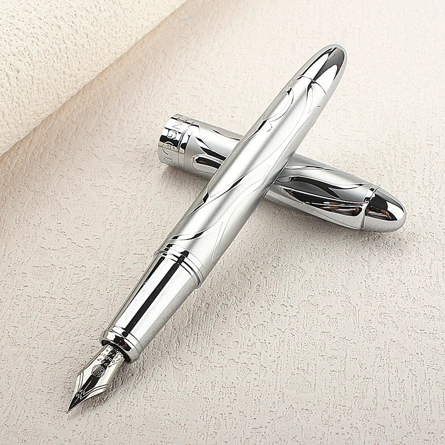 New Silver Engraving Fountain Pen 0.38mm&0.5mm Best Selling Ink Pen Gift High Quality Student Supplies Calligraphy Pens Quake