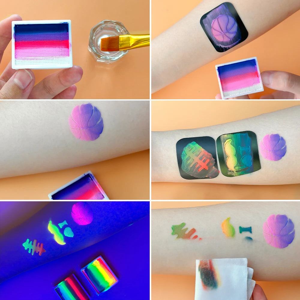 8G 12 Color Water Monochromatic Face Body Painting Palette Festive Washable face and body paint Makeup Costume Body Partie Quake