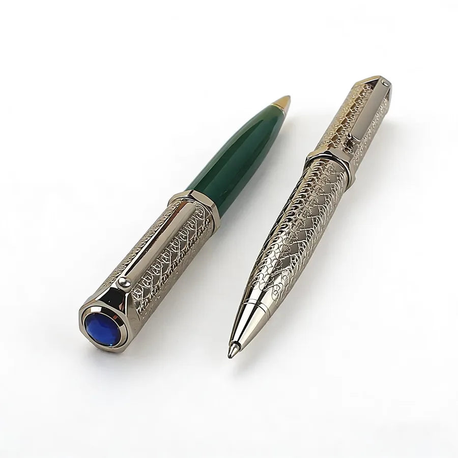 Luxury Retractable Ballpoint Pen,Metal Engraved Pattern Business Office Signature Pen, Smooth Writing School Stationery Supplies Quake