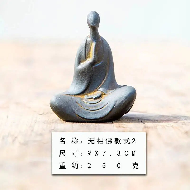 Chinese Style National Style Formless Buddha Statue Zen Ornament Study Room Decoration Tea Pet Imitation Cast Iron Handmade Quake 10cm Style 2 natural Rust