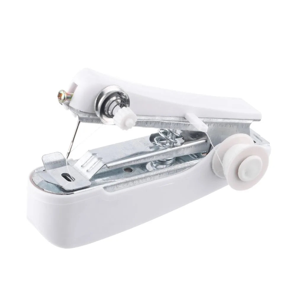 Portable Simple Operation Knit Fabric Stitch Handy Manual Sewing Machine Handmade Needlework DIY Apparel Quake white