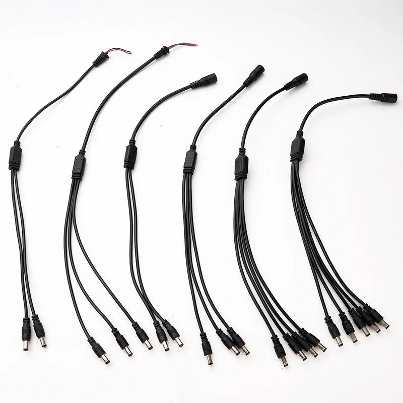 18AWG DC5521 1to Multiple Way Power Splitter Cable 5V 12V Power Adapter Connector Cord For LED Strip Lights CCTV Camera 40CM Quake