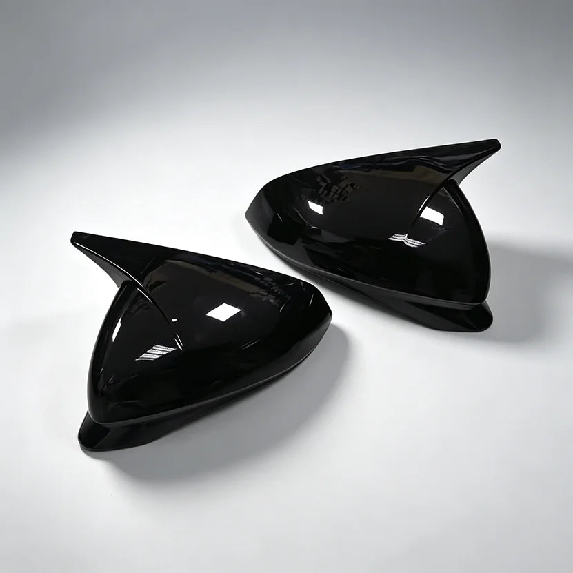 Self-Adhesive Stick On Horn Style Side Mirror Cover Trim For Seat Leon MK4 Cupra Formentor 2020-2024 Gloss Black Pair Quake