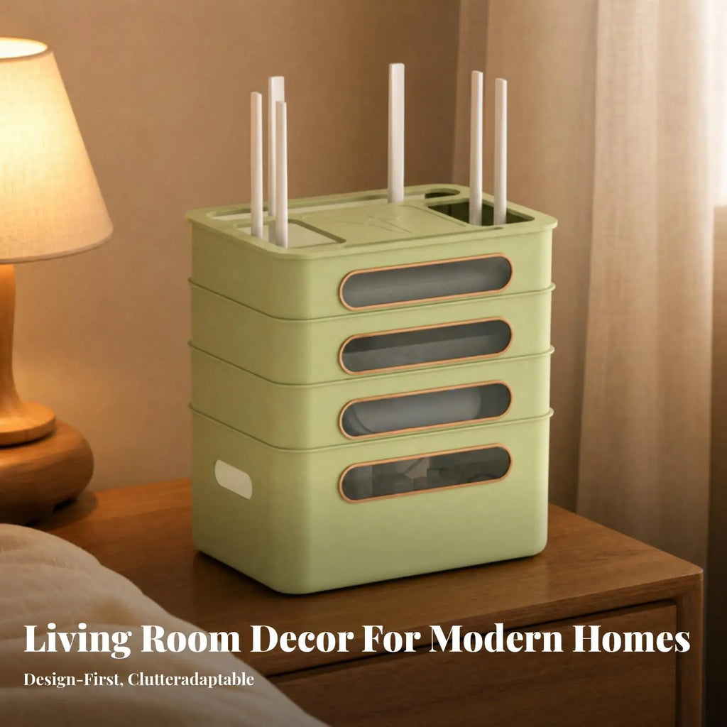 Router and Cable Organizer Box Space-Saving for Desk, Television Area Quake