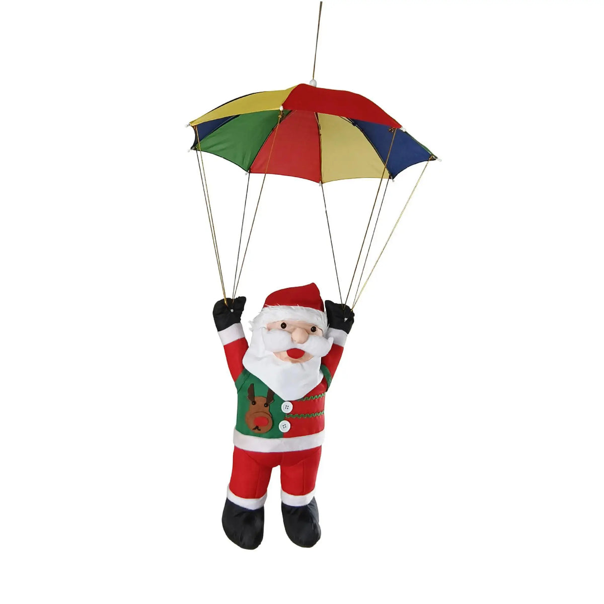 Parachute Santa Claus Hanging Decoration 52cm Umbrella for Fence, Porch Xmas Toys Gift Versatile 43.3inch Long Quake Default Title