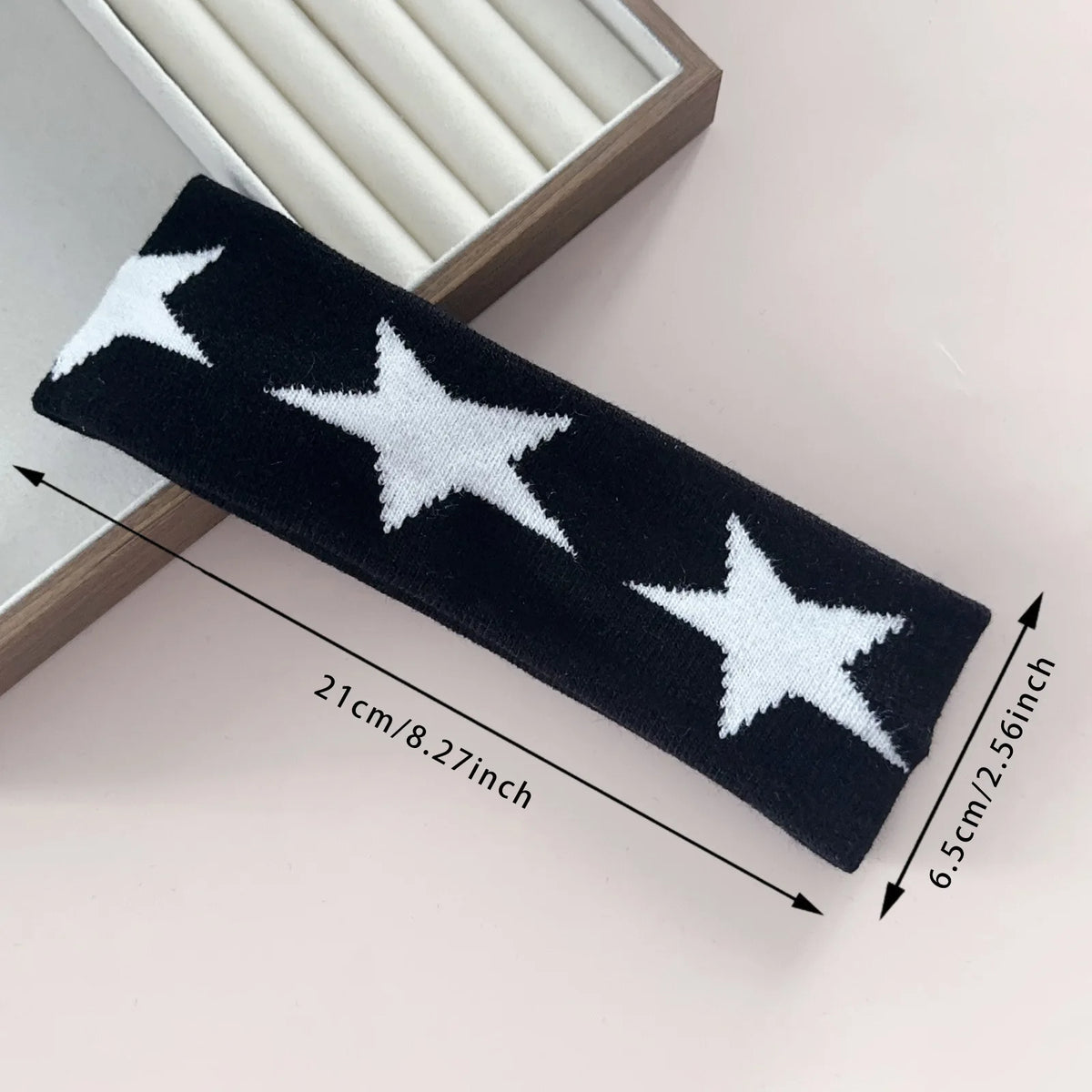 Street Style Personalized Star and Moon Headband Knitted Breathable Butterfly Embroidery Head Scarf for Running Yoga and Sports Quake star black