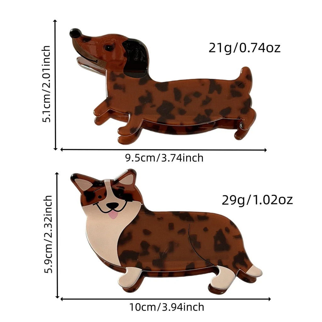 Playful Puppy Hair Claw Cute Animal Ponytail Clip Dachshund Corgi Bac Head Updo Shark Clip Women Girls Hair Styling Accessories Quake