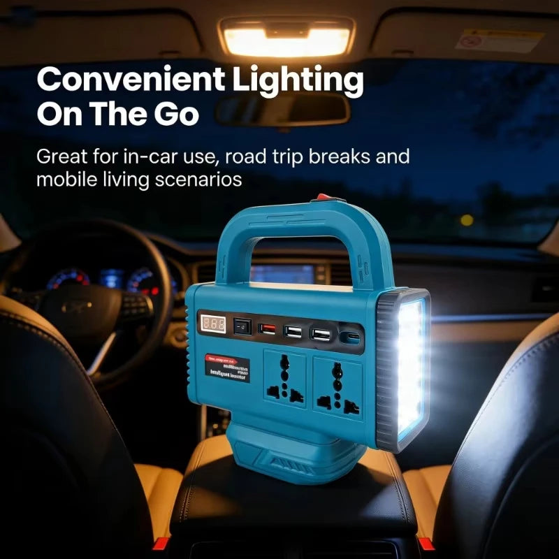 Lithium Battery Portable Inverter Power Station Multi-Function Handheld Generator Light Emergency Backup Power （without battery） Quake