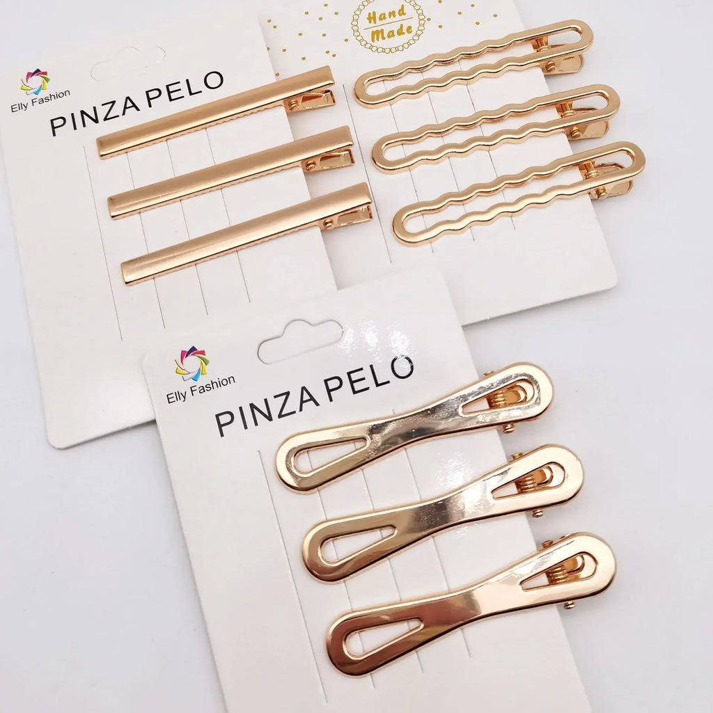 3pcs/set Korean Simple Metal Hairpins for Women Hollow Out Bangs Side Clip Gold Color Hairgrip Broken Hair Styling Accessories Quake