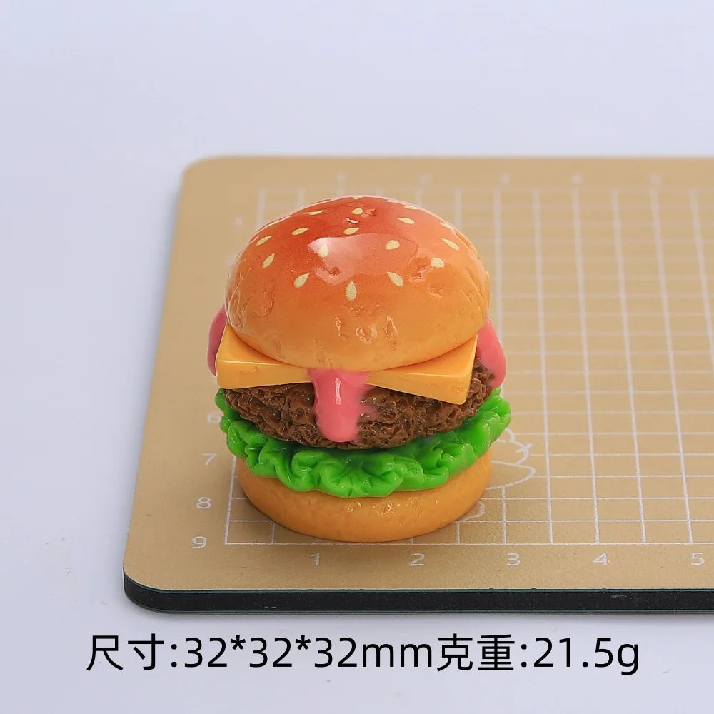 5Pcs Color Hamburger Flatback Resin Cabochon Scrapbooking for Hair Bows Center DIY Jewelry Phone Decoraiton Making Accessories Quake jam yellow