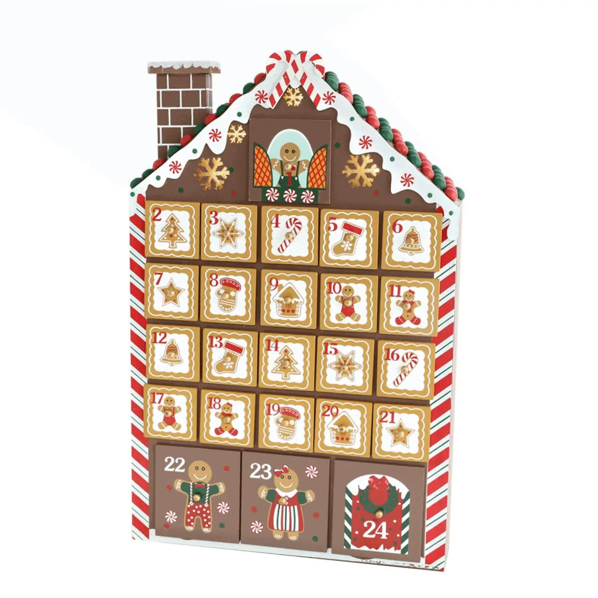 Christmas Wooden Advent Calendar 24 Storage Drawers Decorative Lighted Quake