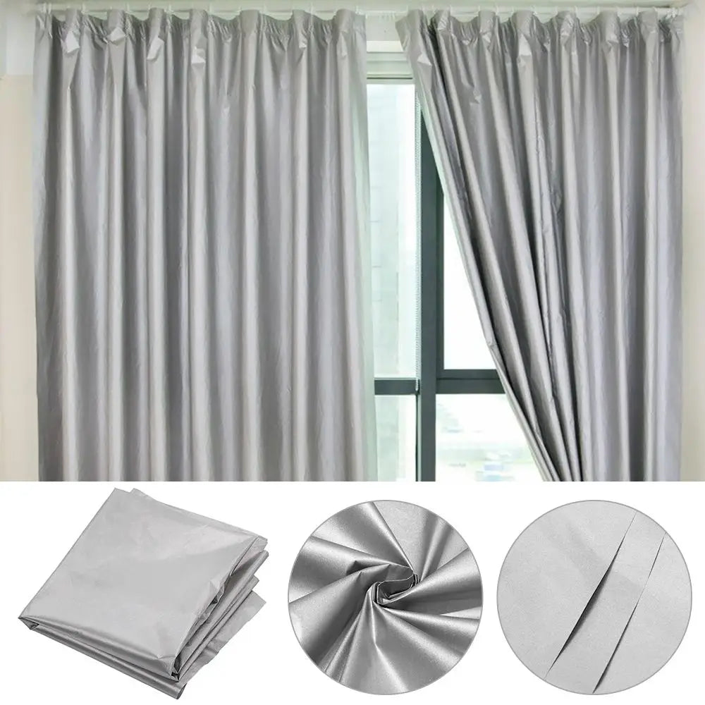 1.5/1.8/2m Sunscreen Heat Insulation Double-sided Silver-coated Shade Cloth Curtain Full Blackout Curtain Cloth Shielding Fabric Quake