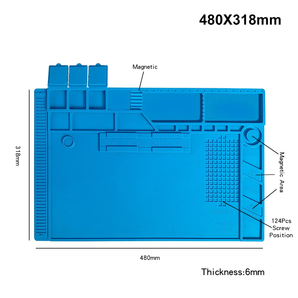 ESD Heat Insulation Working mat Soldering Station Iron Phone Computer Repair Mat Magnetic Heat-resistant BGA Insulator Platform Quake magnetic 48x31cm Russian Federation