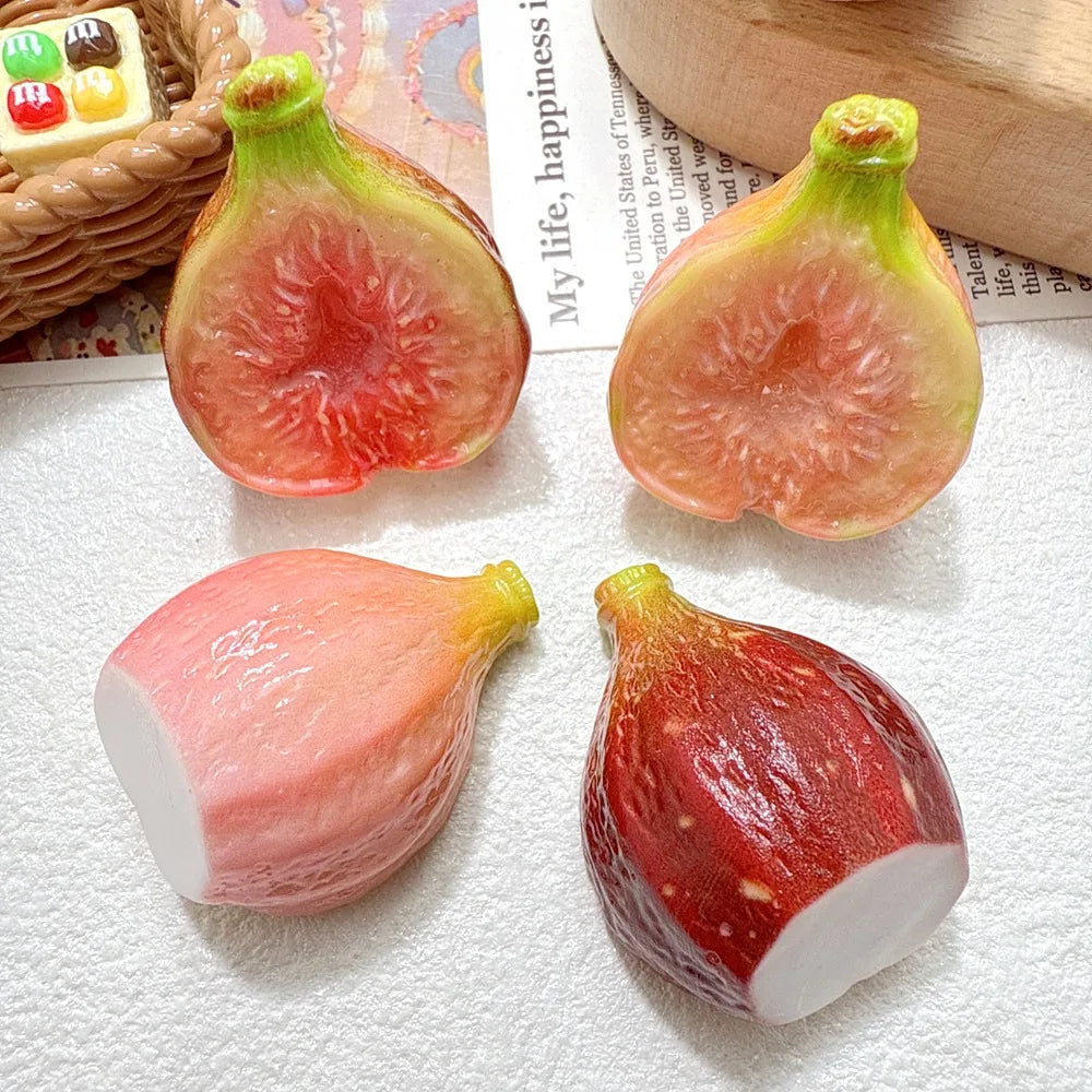 5Pcs 1/12 Dollhouse Miniature Food Play Resin 3D Colorful Ficus Carica Half Cut Sweet Fruit Doll Accessories Fake Food Toys Quake
