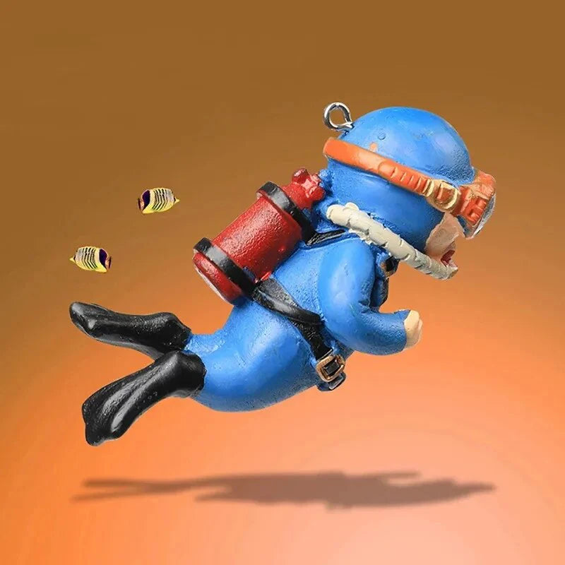 Floating Diver Aquarium Ornament - Realistic Submarine Diver Decoration for Fish Tank, Adds Fun & Style to Your Aquatic Setup Quake