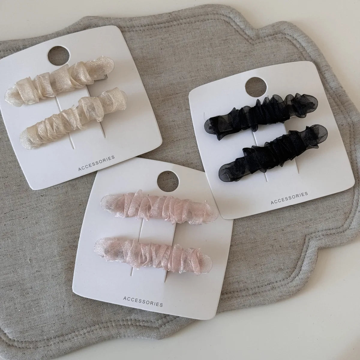 Korean Style Organza Pleated Hair Clip Sweet Temperament Gentle Bangs Side Clip Fashion Versatile Duckbill Clip Hair Accessories Quake
