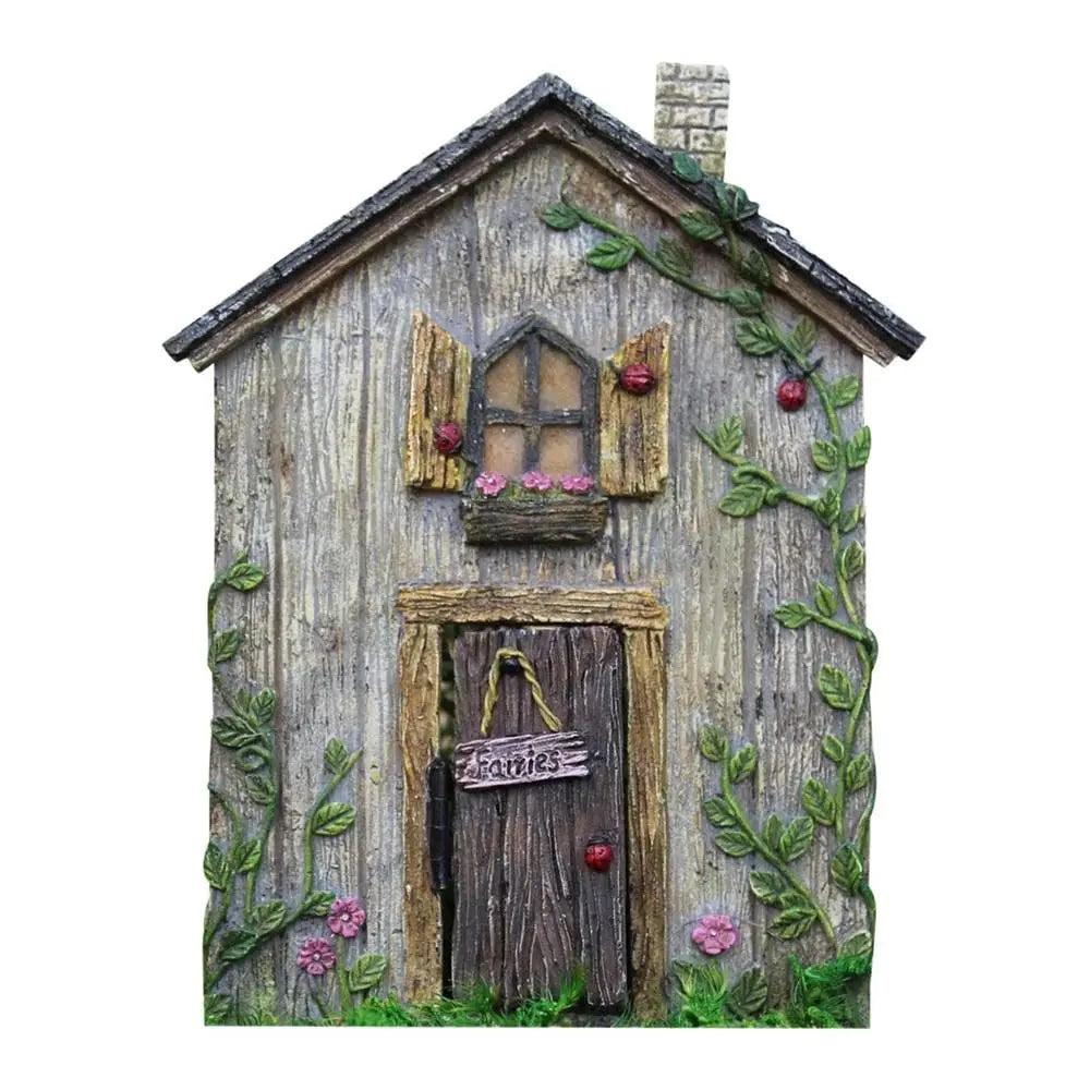 Miniature Fairy Door Figurines Statues for Outdoor Yard Art Garden Tree Decor Accessories With Engraved Design Fairy Garden Door Quake Style A