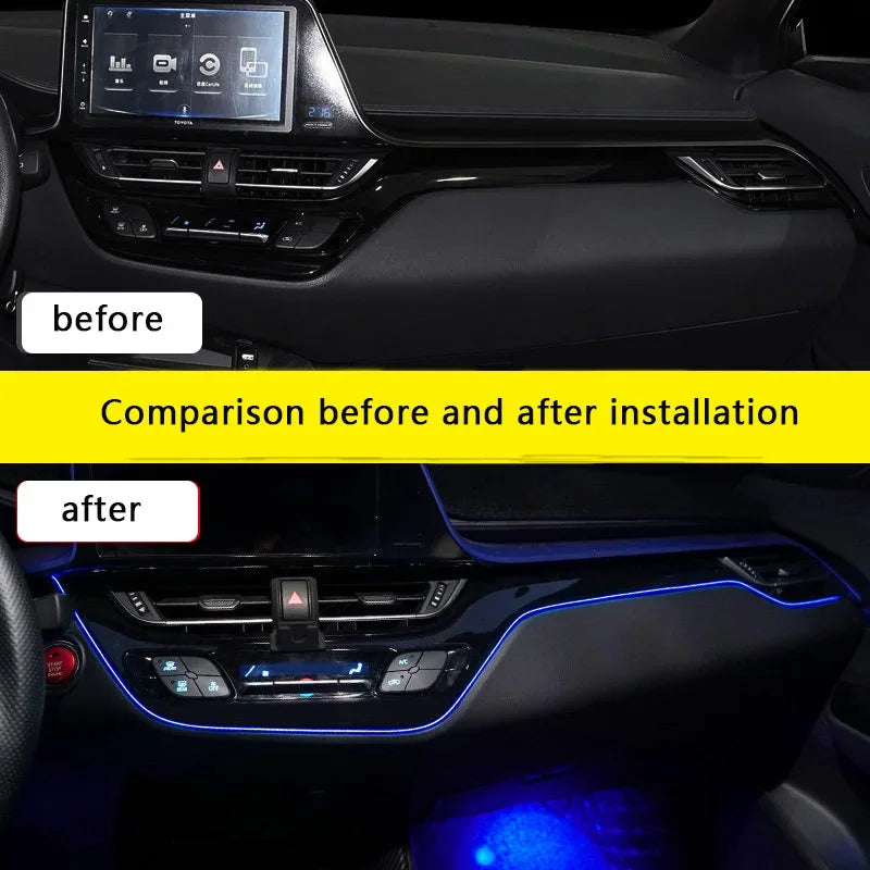 Car Interior LED Dashboard Central Frame Trim Atmosphere Light EL Wiring Neon Strip Ambient Lamp for Toyota CHR C-HR 2017-2021 Quake