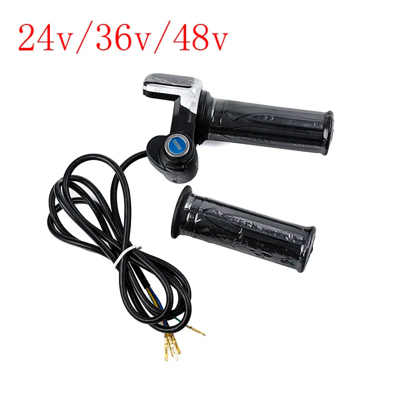 1 Pair 24-48V Universal Electric Handle Bike Twist Throttle With LCD Display Indicator Gas Handle Throttle Lock Key Accessories Quake
