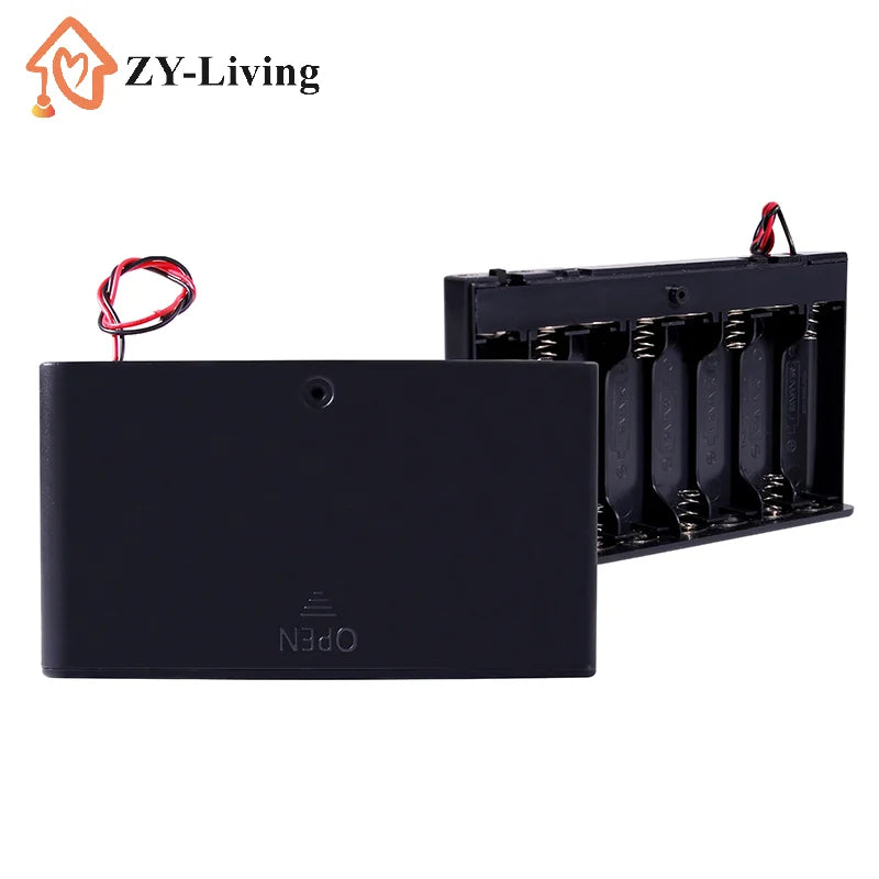 1/2Pcs 8 Slots AA Battery Holder Battery Storage Case Box With Switch & Cover Batteries Standard Container Quake