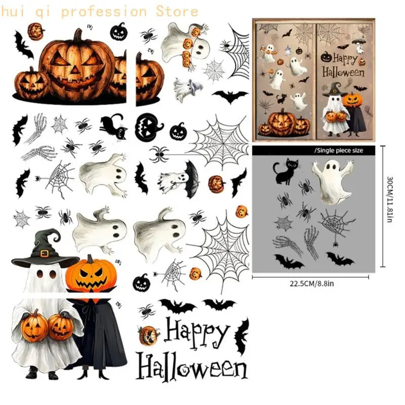 Removable Halloween Glass Panel Decals Electrostatic PVC Sticker, Seasonal Clings foHousehold Display Areas H8WE Quake