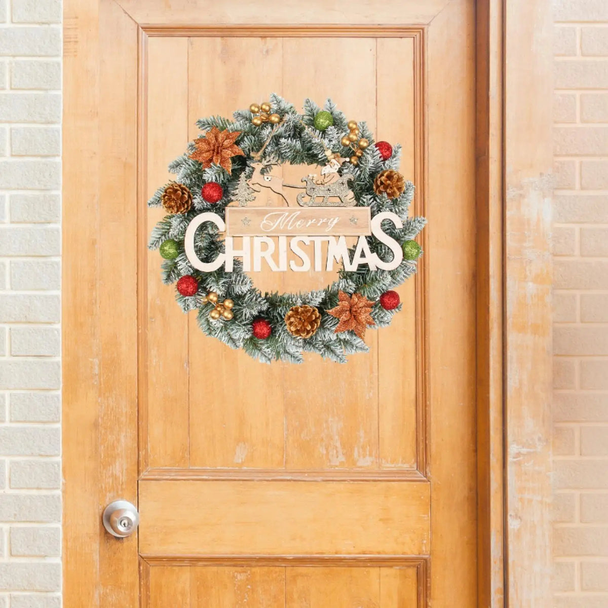 Christmas Wreath Seasonal Garland 19.69inch Realistic Rustic Front Door Wreath for Fireplace Garden Home Thanksgiving Festival Quake