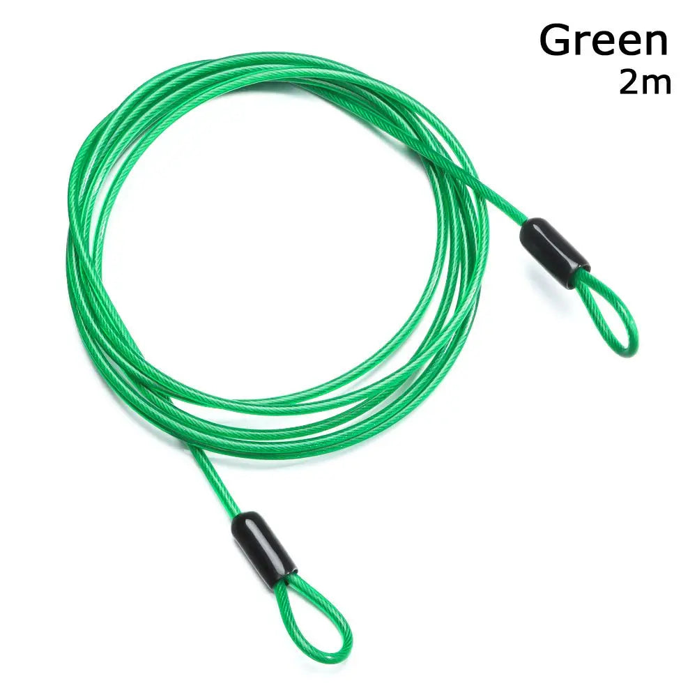 Bicycle Accessories Security Safety Rope Anti-theft Ropes Steel Cable Lock Cycling Strong Wire Road Bike Lock Bicycle Lock Wire Quake Green-2 meters