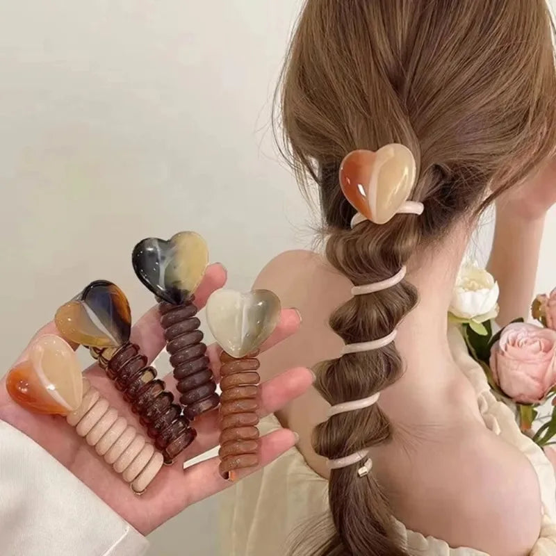 Minimal Telephone Cord Hair Rope for Bubble Braids and Ponytails Practical Women Hair Styling Daily Wear Ornaments Quake