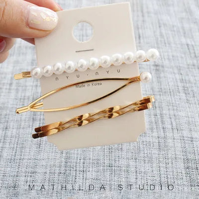 1/2/3/4Pcs/Set Women Pearl Metal Hair Clips Barrette Hairpin Hair Styling Accessories Tools Headdress New Arrival INS Hot Sale Quake NO.7