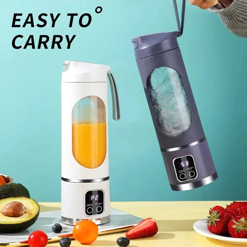 12 Blades Portable Fruit Juicer 450ml Capacity 3 Gears USB Rechargeable Blender Ice Crusher Quake