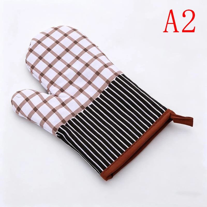 1Pcs Thickened Plaid Microwave Oven Gloves Heat Resistant Anti-scald Insulation Gloves Kitchen Baking Tools Quake A2