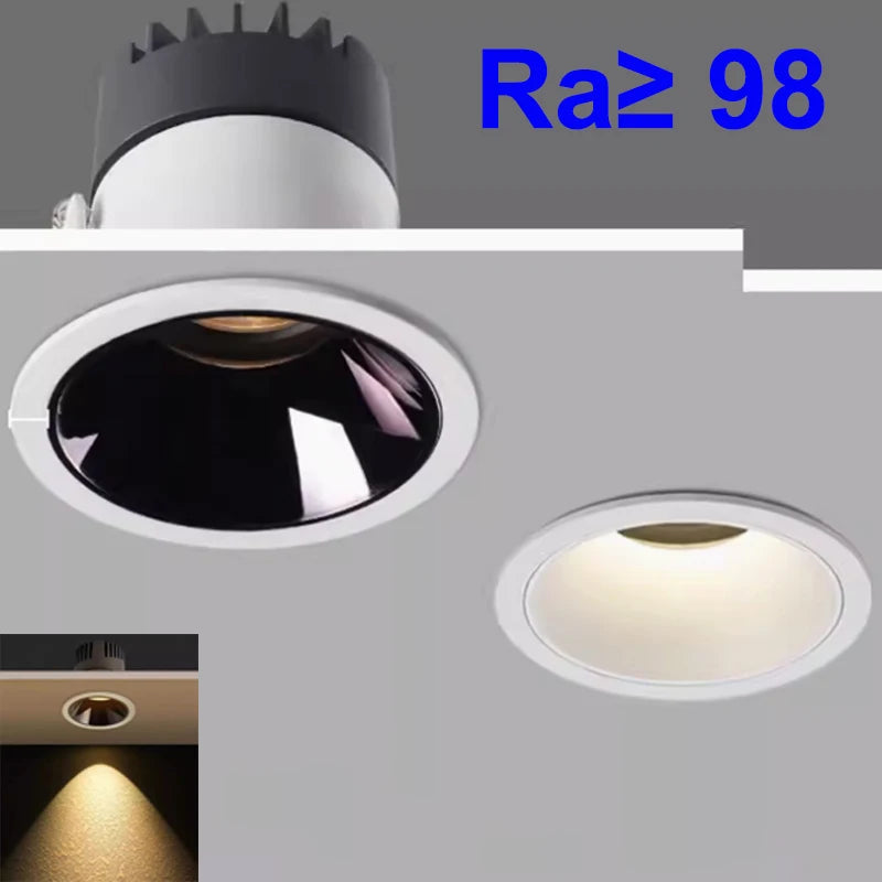 Super Bright Recessed LED Downlight COB Dimmable 12W 18W 24W LED Ceiling110V 220V Home Indoor New Design Anti-glare Spot Lights Quake