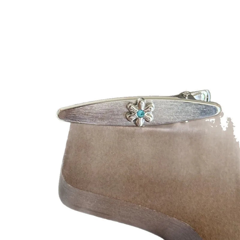 Silver Retro Small Flower Hair Clip Simple Diamond Duckbill Clip Fashion Versatile Hair Edge Clip Women Girls Hair Accessories Quake