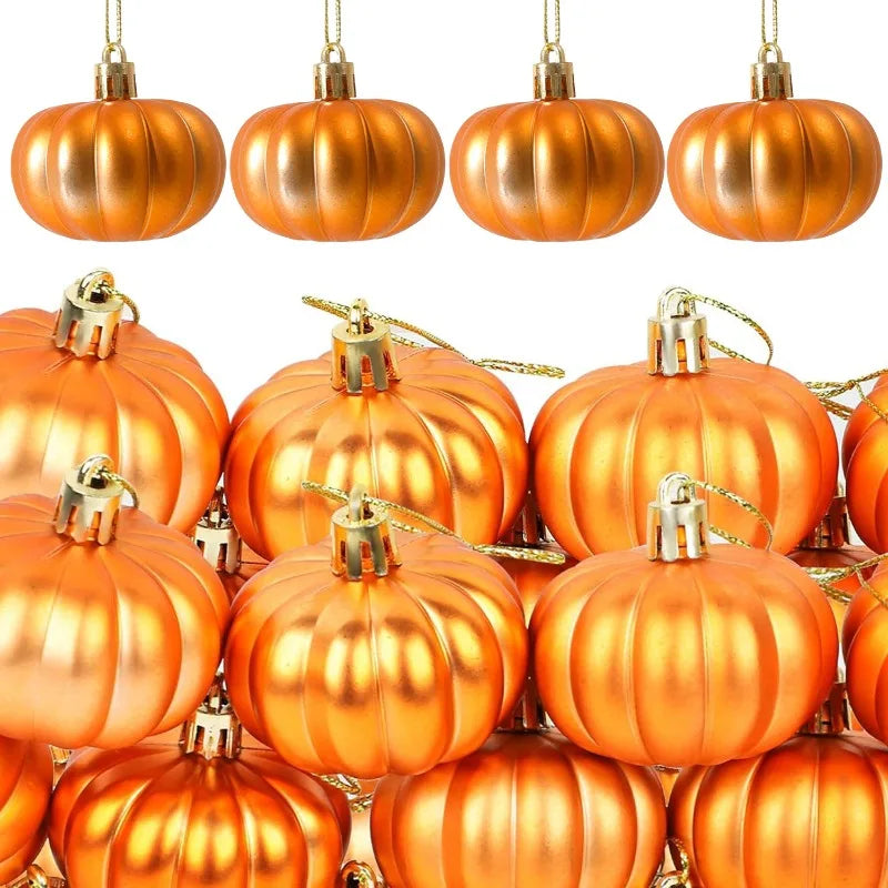 Pumpkin Ornaments Fall Decorative Hangable Pendant Halloween Thanksgiving Christmas Tree Pumpkin Ball Pendant Home Party Supply Quake B 30PCS