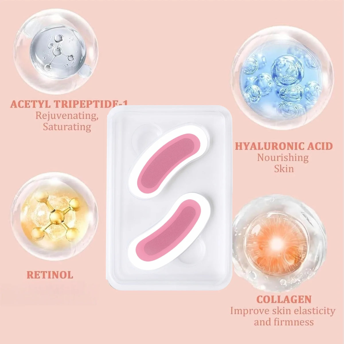 Retinol Microneedle Eye Patches with Hyaluronic Acid & Firming Peptides,for Forehead, Eye Area, Crow's Feet & Smile Lines,1Pair. Quake