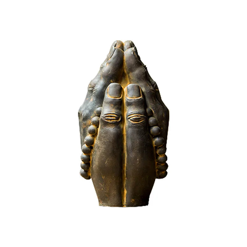 Chinese Zen Style Buddha Hand Study Home Desktop Ornament Antique Rack Vintage Handicraft Handmade Decoration Quake