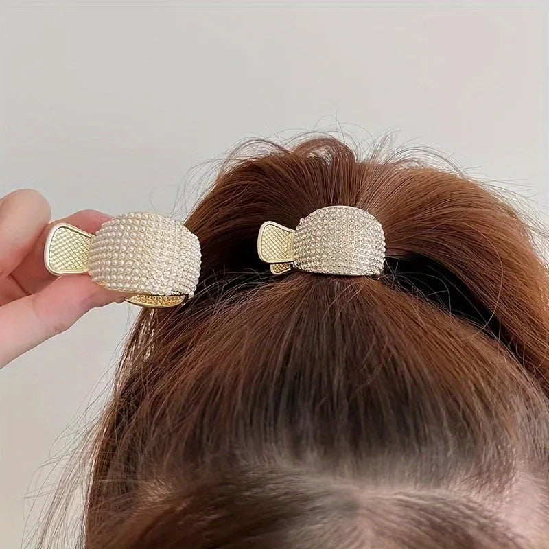 Korean New Rhinestone hair clip claw clamp Gypsy Hairpin High Ponytail Women's Hairpin Back Head Alloy Shark Clip Quake